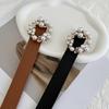 Luxurious Waist Belt with Pearl Circle Pin Buckle for Woman Jeans Skirt Decors