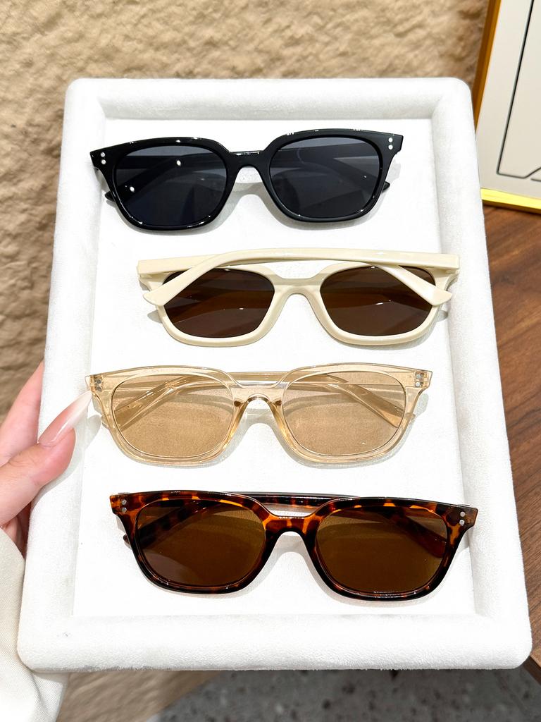 4Pcs Fashionable Ins-Style Cat Eye Frame Sunglasses Set Multi-Color Combination Sunglasses Suitable for Driving, Vacation, Campi
