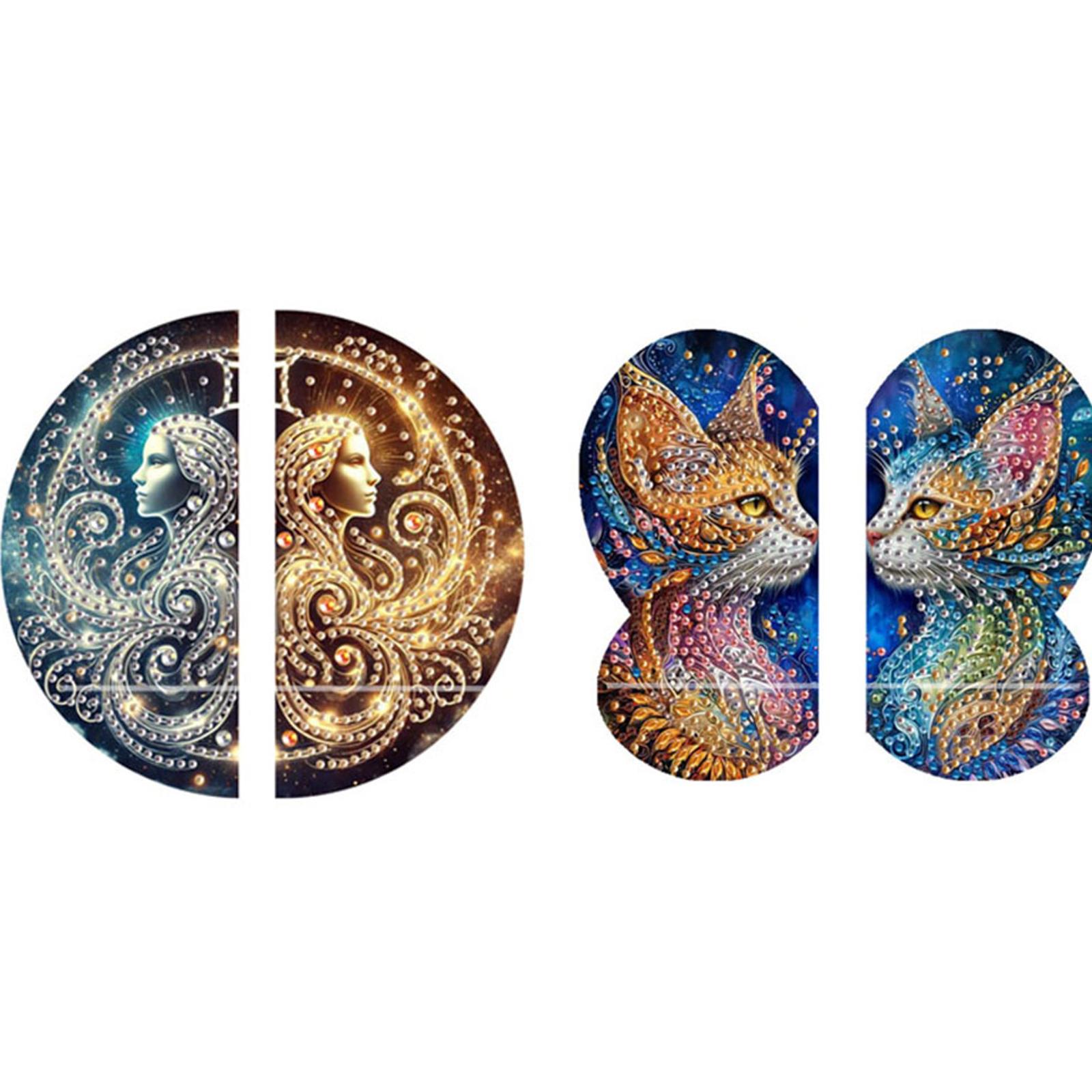 

2pcs 2D Flat DIY Hanging Diamond Art Kits Diamond Painting Set Diamond Art Pendant Partial Drill Wall Decor for Home & Windows