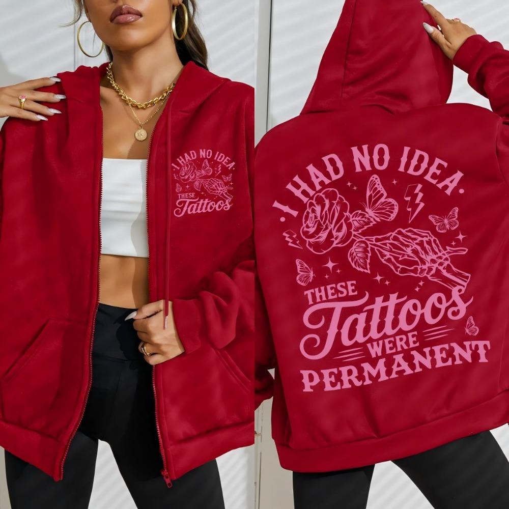Skeleton Arms And Flowers Print Zipper Hoodie Woman Oversize Hoody Autumn O-Neck Streetwear Casual Fleece  Clothing