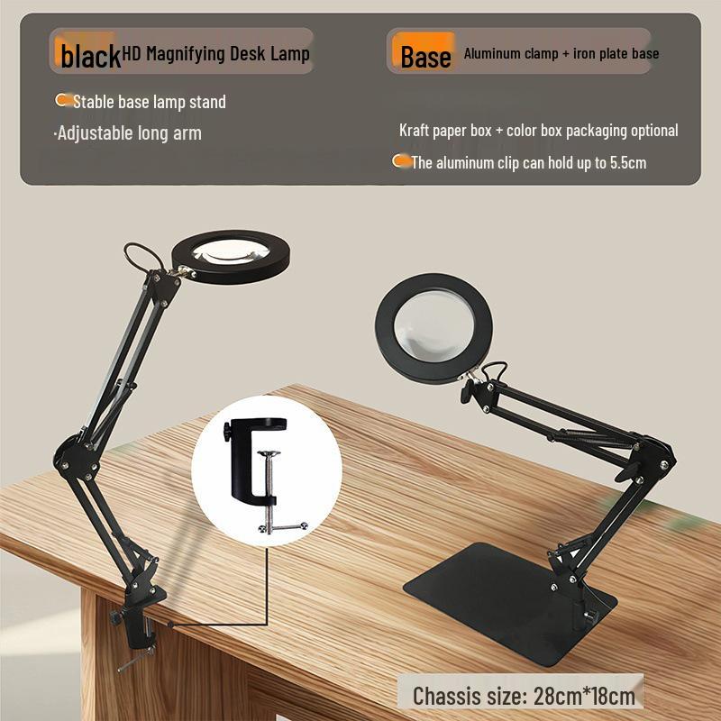 LED Long Arm Desk Lamp with Magnifying Glass – Cross-Border Eye Protection for Reading, Learning, Welding, and Repairs