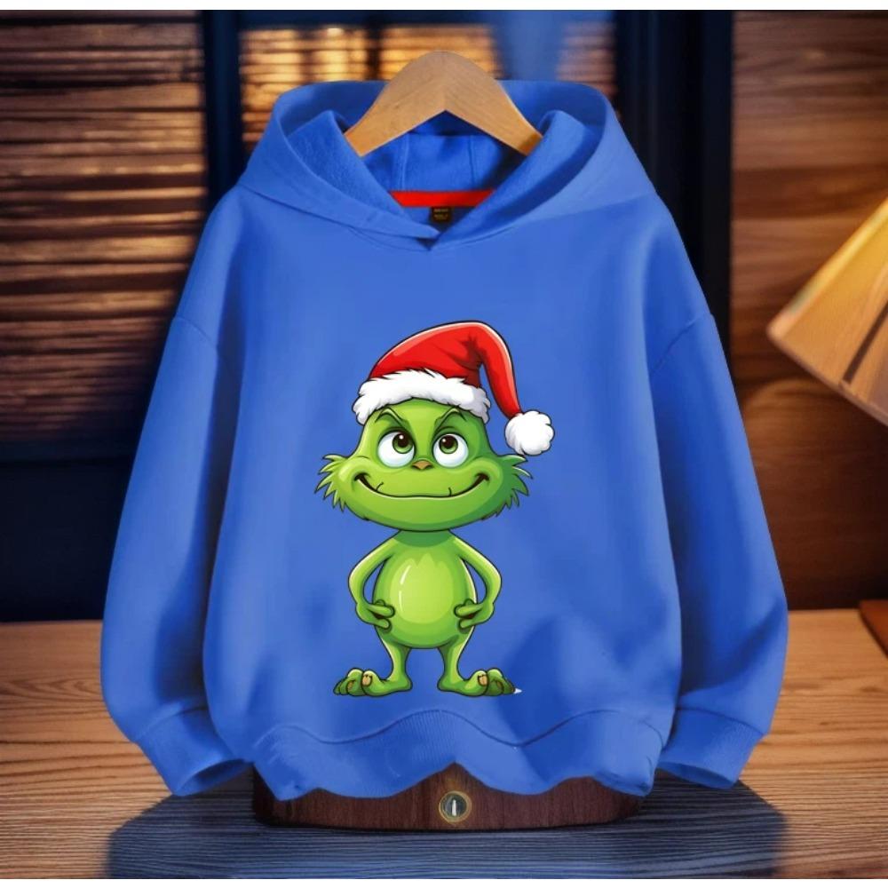 Fashion Men Women's Hoodies Christmas Green Monster Print Pullover Top Cartoon Casual Sweatshirt Kids Hoodies Long Sleeve Clothing
