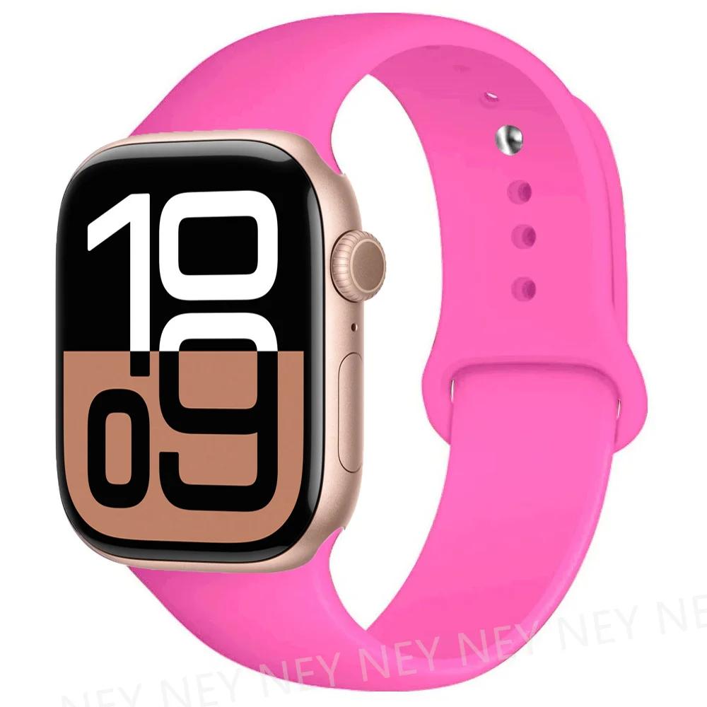 Silicone Band For Apple Watch Straps Ultra 2 49mm 45mm 44-40mm 41mm Sport Bracelet Apple Watch Series 10 42mm-46mm 8 7 6 5 SE 9