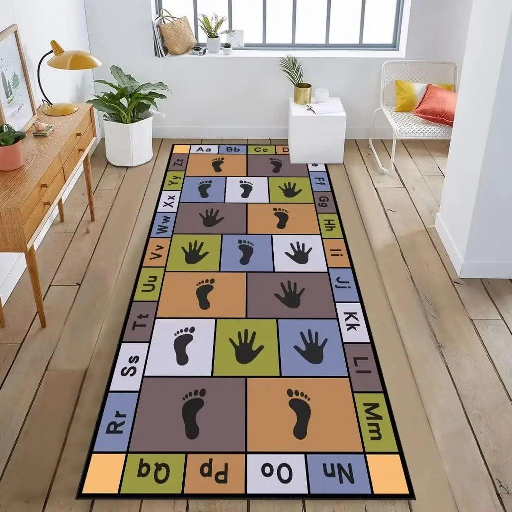 Soft Hopscotch Numbers Carpet Floor Mat Non-Slip Boys Girls Toddler Educational Runner Area Rug for Playroom Bedroom Classroom