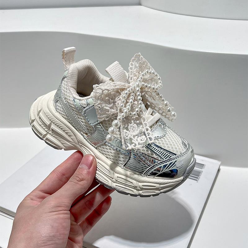 

Girls sports shoes 2025 spring new classmate dad shoes princess shoes girls soft-soled mesh casual children s shoes 26-30 yards, 5 pairs in one hand бежевый
