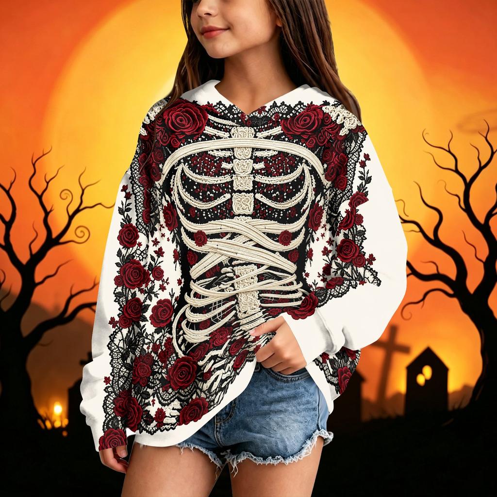 Kids Halloween Printed Hoodie - Casual Long Sleeve Pullover Sweatshirt for Boys and Girls