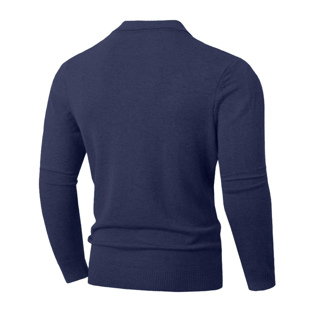 Men's Casual, Form-fitting Solid-color Square-neck Button Knitted Long-sleeved Sweater