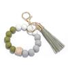 Elegant Silicone Bead Keychain Bracelet with Leather Tassel - Women's European and American Style
