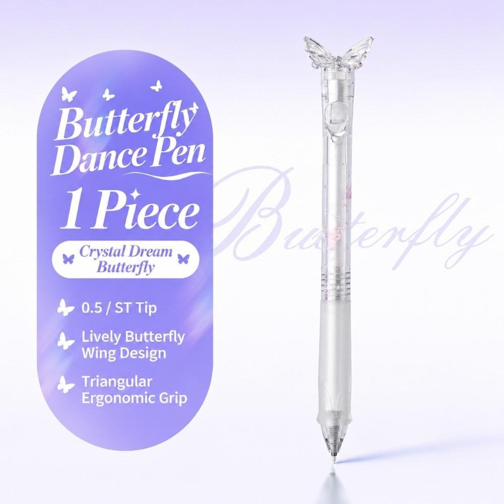 Smooth Writing Gleaming Wings Butterfly Pen Retractable Black Ink Pens School Supplies