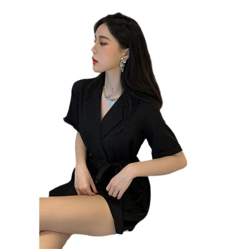 2025 Women's Fashion Suit Romper: Summer High Waist, Loose Fit, Wide Leg Jumpsuit Skirt