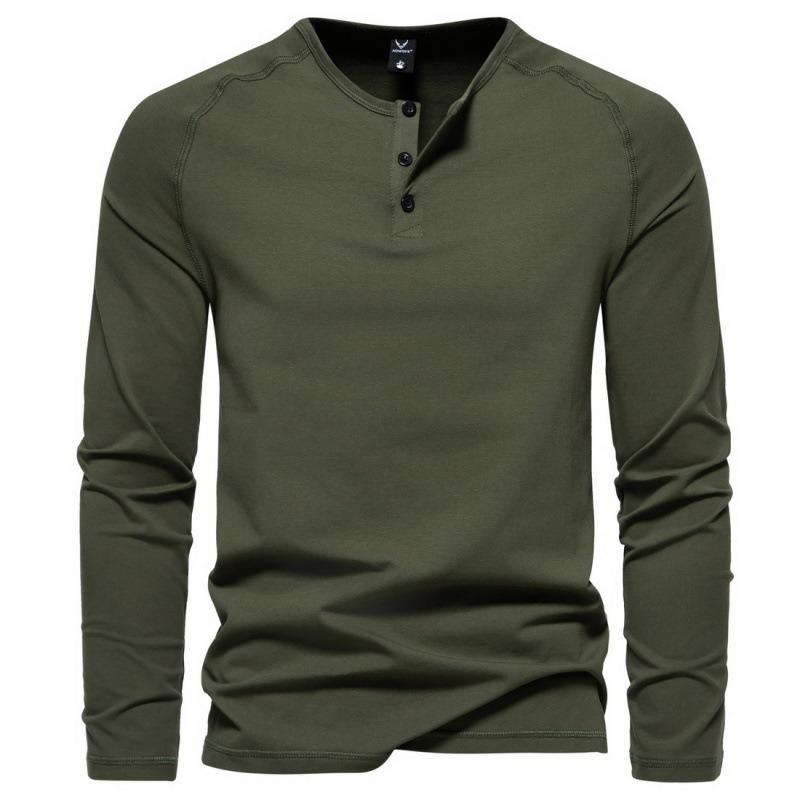 Men Solid Color Long Sleeve Casual Basic Bottoming T Shirt For Daily Wear