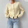 European and American Solid Color Round Neck Knitted Cardigan Women's 2026 New Short Loose Soft Waxy Casual Sweater Jacket
