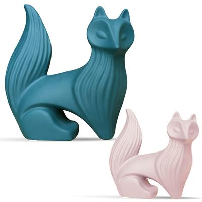 Statues de renard sage pour la décoration intérieure | Figurine en résine - (Lot de 2, Multicolore)