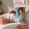 Sweet Romantic Japanese Anime HHorimiya Cushion Cover Pillowcase Short Plush Invisible Zipper Room Sofa Cushion Cover