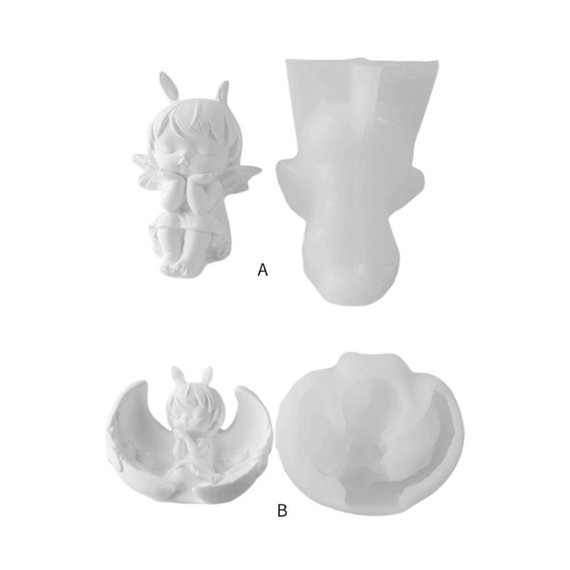 3D Angel Candle Mold Handmade Angel-Doll with Wing Silicone Mold For Soap Making For DIY Aromatherapy Plaster Decor