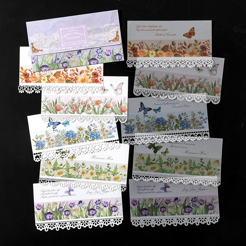

10-Sheet Long Lace Border Material Paper, Delicate Lace Edges for Journal Scrapbooking & DIY Card Making