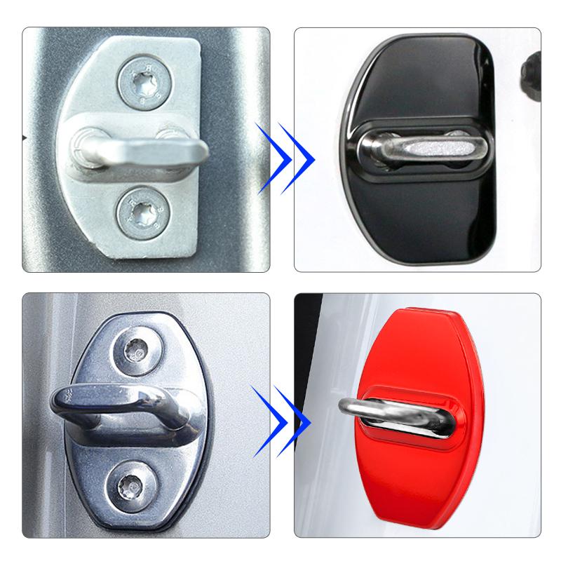 Ksbha9 Car Accessories Auto Door Lock Covers Case For Skoda Octavia KAMIQ KODIAQ SUPERB RAPID KAROQ FABIA YETI Auto Decorate Stickers