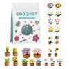 4Pcs Potted Plants Crochet Starter Kit DIY Knitting Kit with Step-by-Step Video Tutorials Crochet Set for Beginners Adults