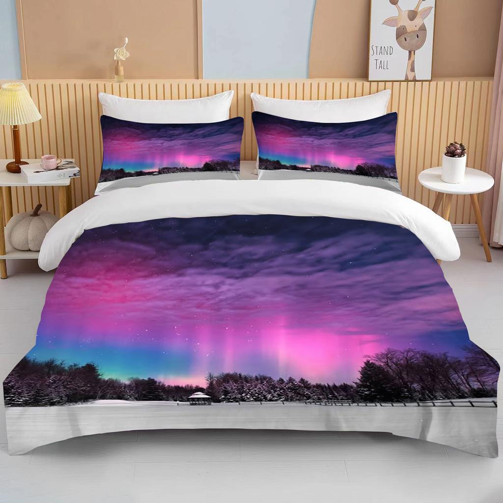 10 Sizes Aurora Borealis View Bedding Collection Duvet Cover Bed Collection Quilt Cover Pillowcase King Queen Size Bedding Collection Adult