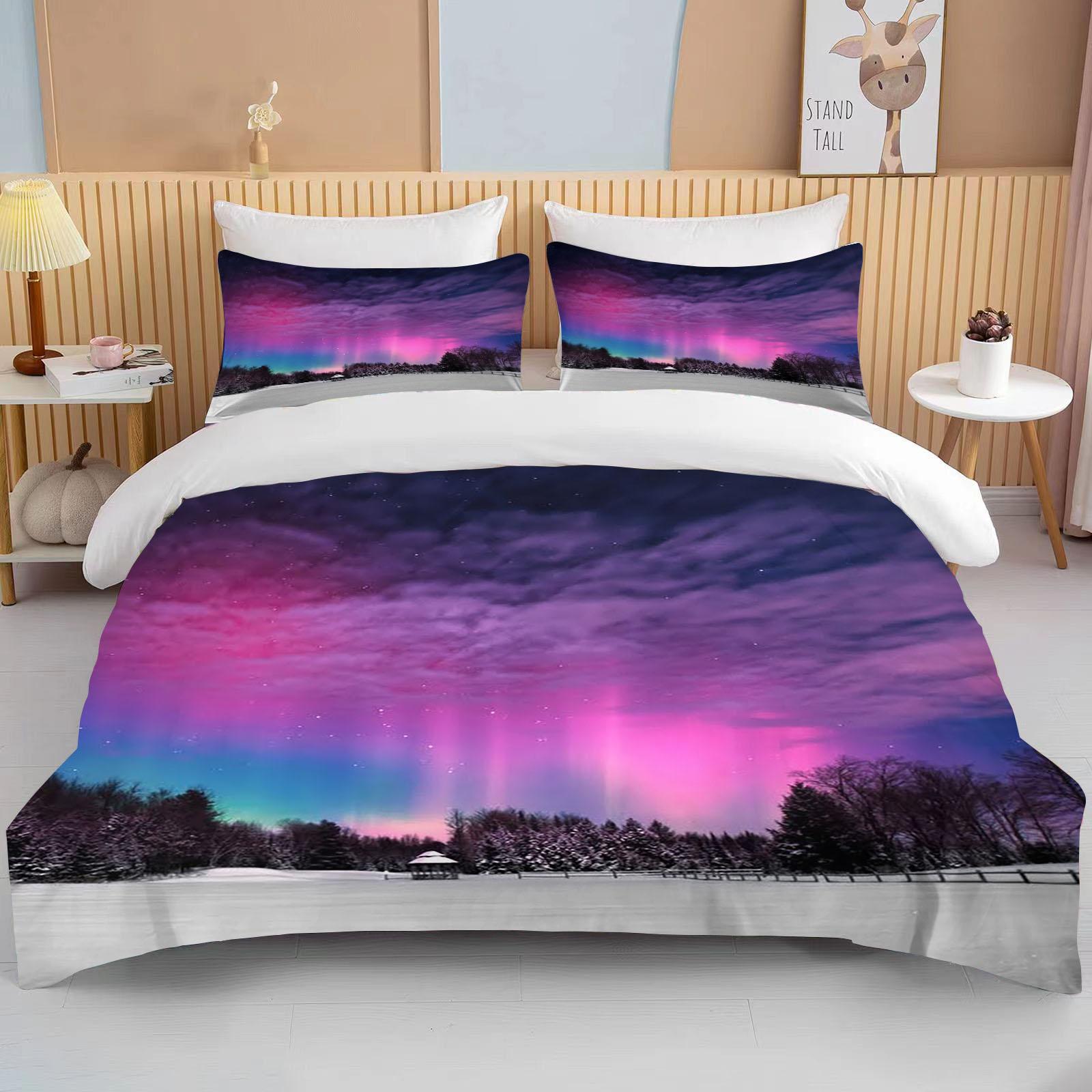 10 maten Aurora Borealis Uitzicht Beddengoedset Dekbedovertrek Bedset Quiltovertrek Kussensloop King Queen Size Beddengoedset Volwassene EU single(135x200cm)