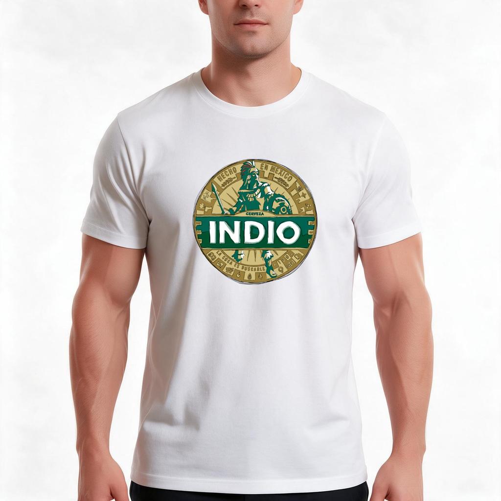 Indio Beer Pop Tshirt Summer Casual Cotton Tee Oversized Streetwear Tops Vintage Graphic Print Loose Fit Short Sleeve