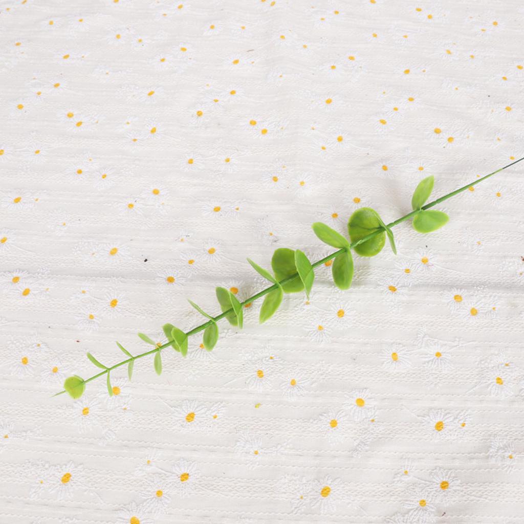 Eucalyptus Stem Decor 24 Leaves Plastic Iron Wire Artificial Fake Faux Eucalyptus Stem for Home Party Wedding Decoration