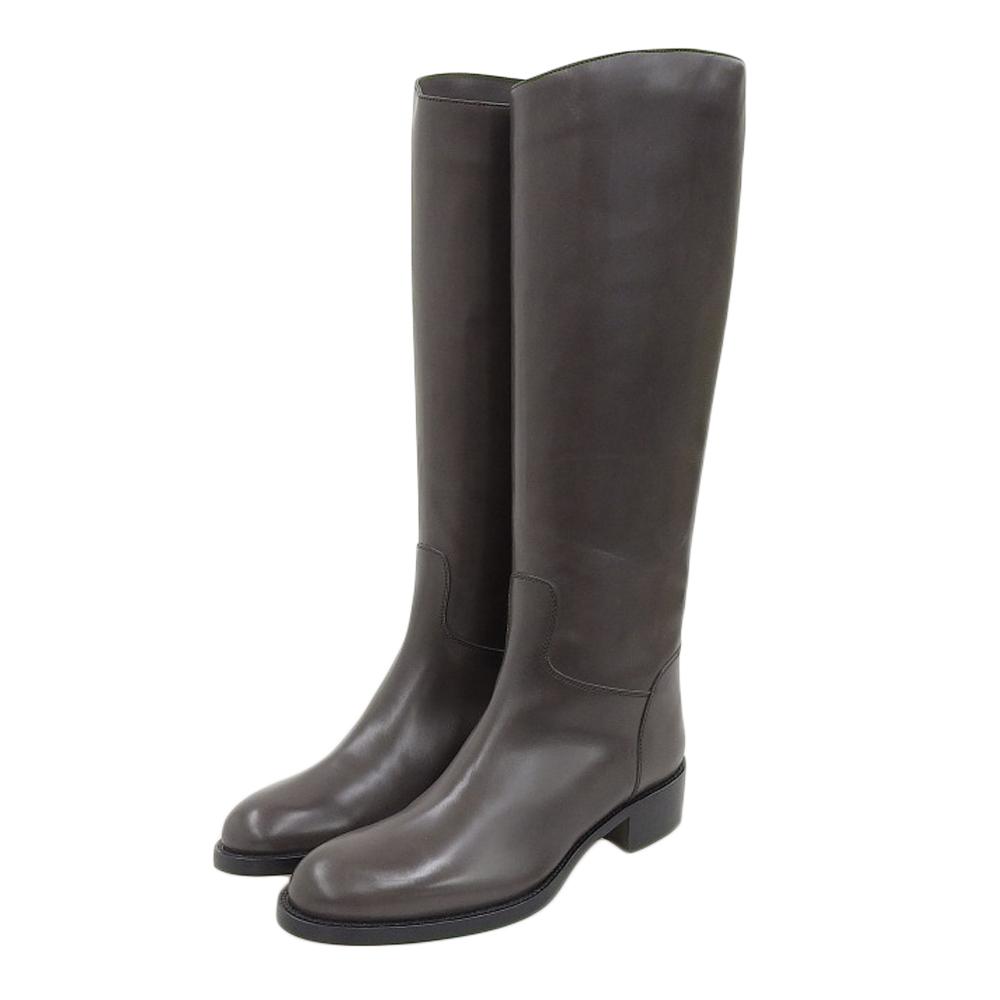 SARTORE Unused leather jockey long boots for women, dark gray, size 37, SR4457 shoes 37 Dark grayUsed