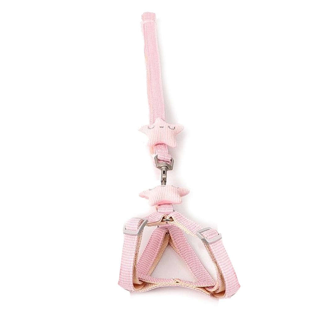 Dog Harness Leash Adjustable Comfortable Handle Safe Pet Vest with Traction Rope for Cat Walking Pink 1.5x120cm