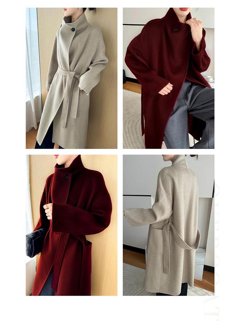 Damen Midilanger 2025 Kaschmirwolle Tweedmantel - Doppelseitig, Überknie, High-End Mode für Herbst/Winter