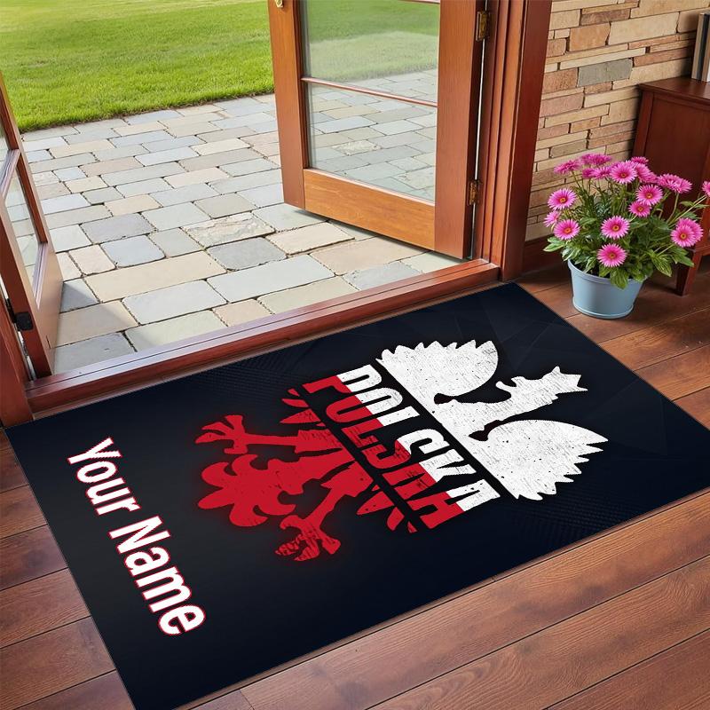 Crystal Velvet Rug Custom Name Text, Soft Non Slip Floor Mat Home DecorPoland