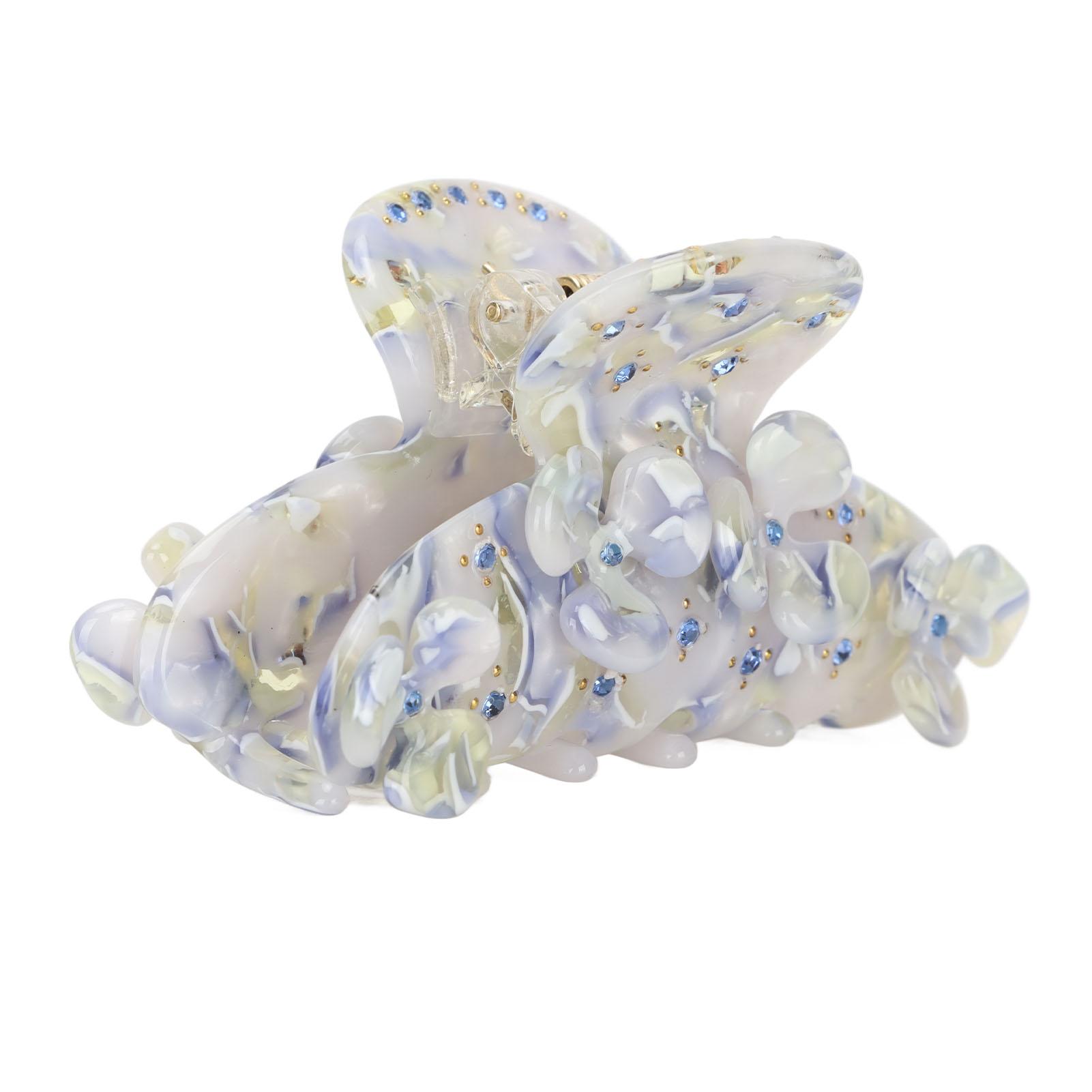 

Flower Hair Claw Elegant Korean Style Flower Design Glossy Durable Safe Spring Widely Used Claw светло-синий