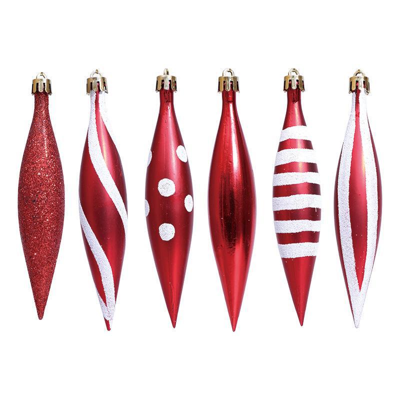 6-Piece Red Pointed Christmas Tree Decorations Set