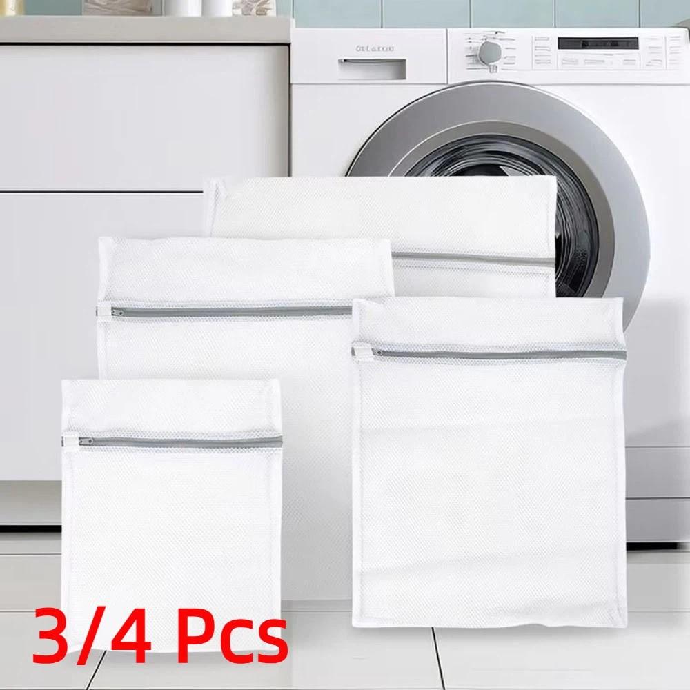 3/4Pcs Zippered Closure Delicates Laundry Wash Bag Clothing Organizer  Underwear Storage