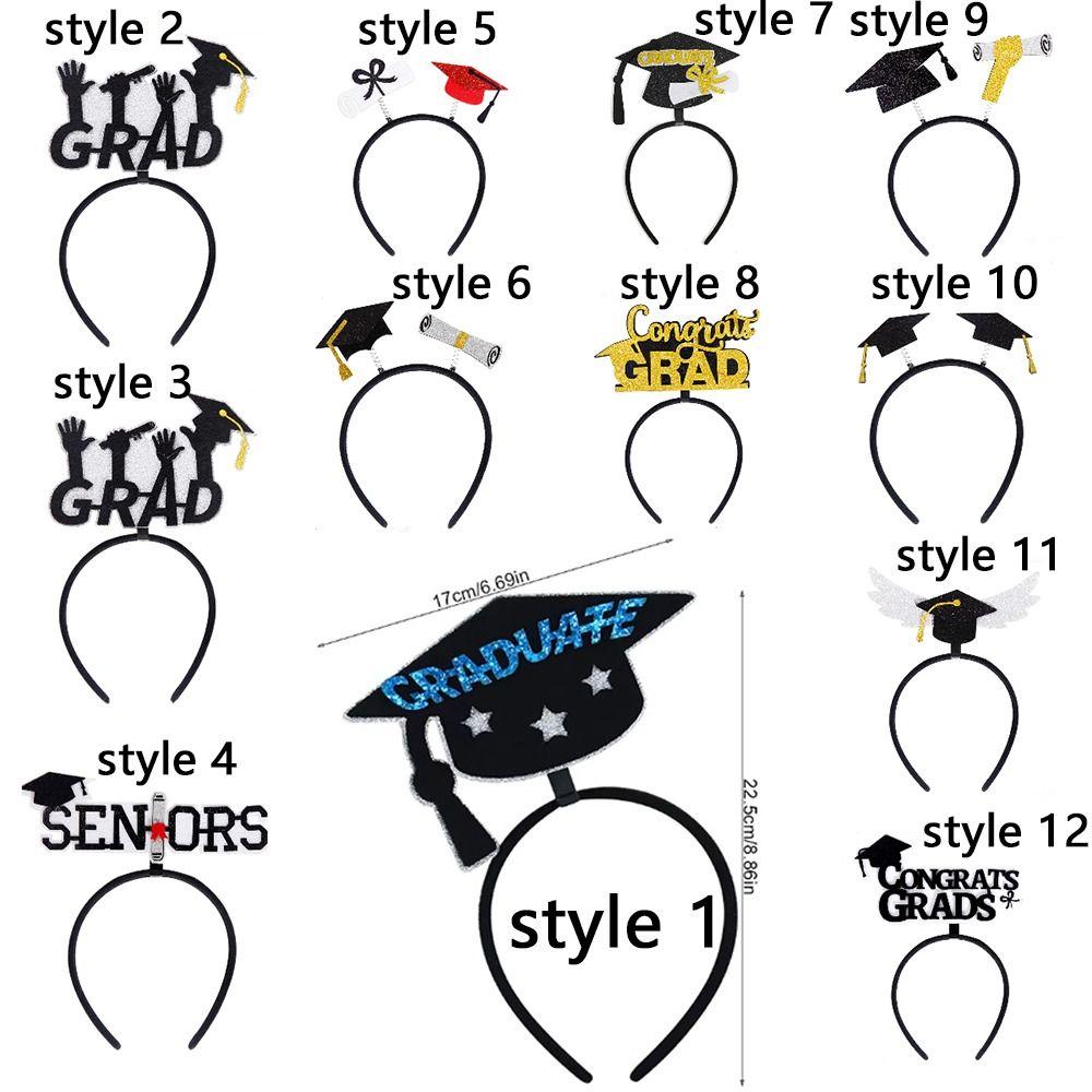 Celebrate Graduation Cap Headband Colorful Shiny Grad Cap Headband Non-slip Personality Bachelor Cap Hair Hoop