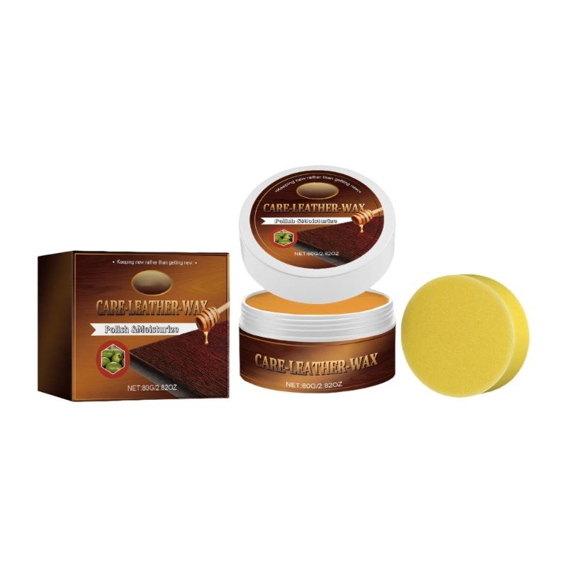 

Premium Leather Care Wax 80g with Natural Wax and Orange Oil Leather Conditioner for Car Seats Furniture Repair 1