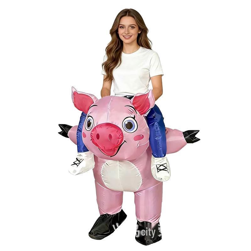 Halloween Inflatable Pig Costume - Funny Adult Animal Mascot Suit for Parties Adult 150-190cm