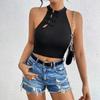 New Chinese Style Sexy Knitted Qipao Button Slim Fit I-shaped Vest Top