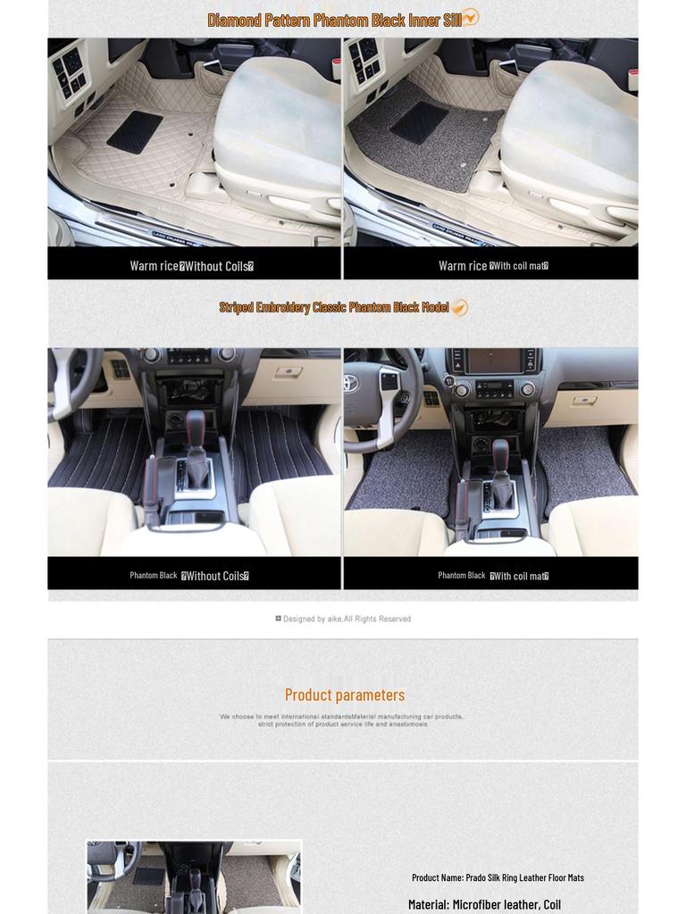 Prado 2700 Middle East Version 7-Seat Leather Floor Mats for Land Cruiser Interior Modification