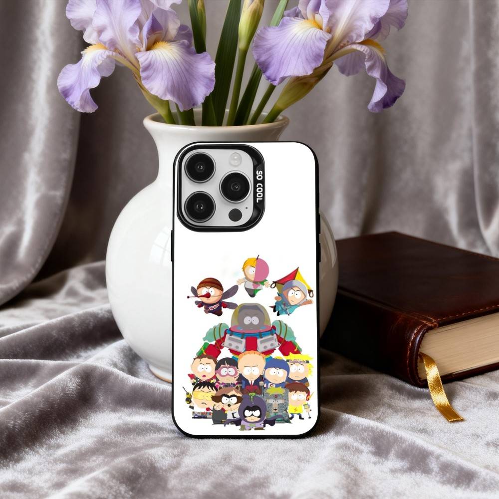 C-Cartoon S-South-H P-Park-S Phone Case For iPhone17,16,15,14,13,12,11 Plus,Pro Max Black Candy silver phone case