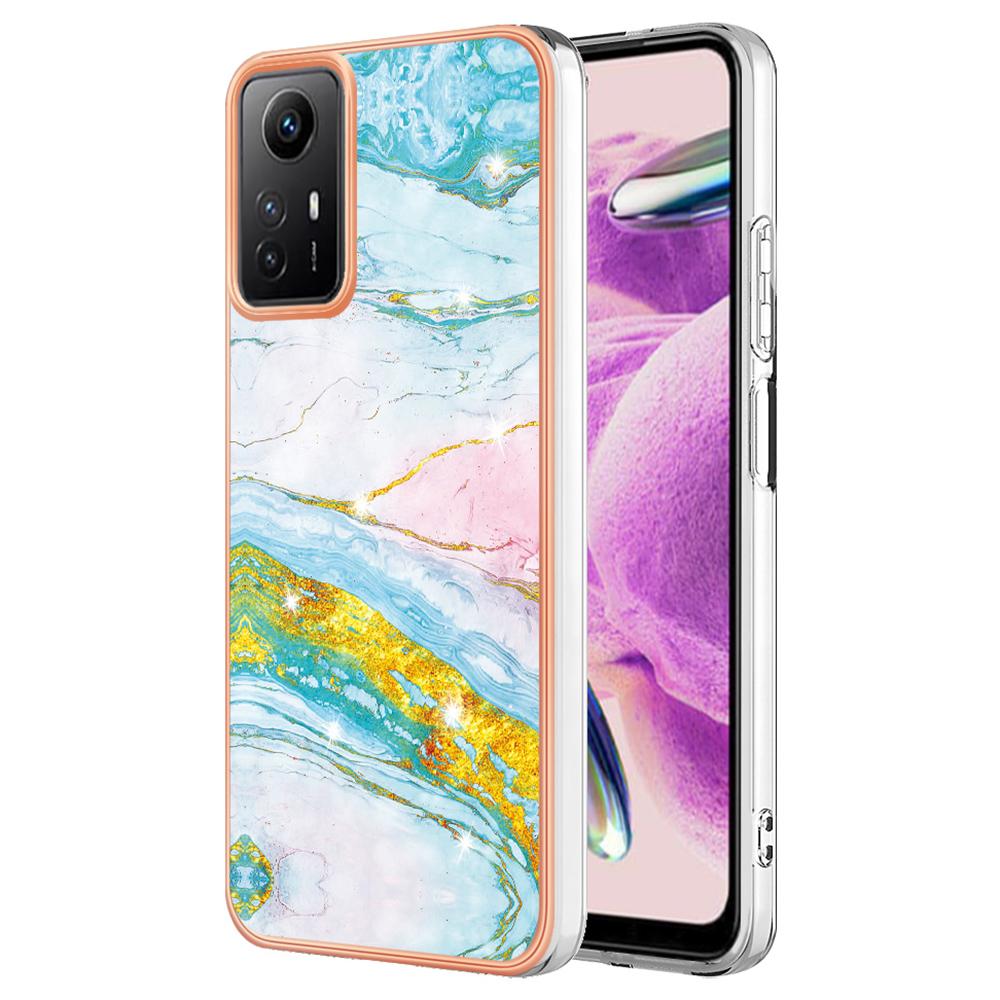 For Xiaomi Redmi Note 12S 4G TPU Case with IMD Marble Pattern Electroplated Back Cover