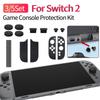 3/5Set Protective Accessories Bundle for Switch 2 Game Console Silicone Thumb Cap Grips Dust Plug Left Right Handle Stickers Kit