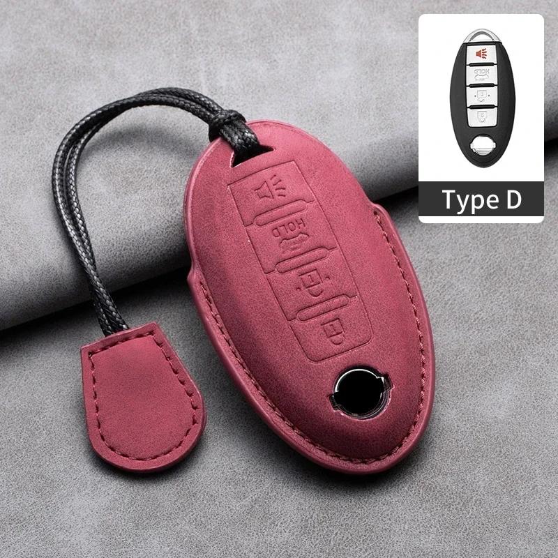 Leather Car Remote Key Case Cover Shell for Nissan Versa Maxima Altima Rogue Armada Sentra Murano for Infiniti FX35 QX60