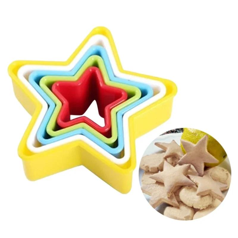 5Pcs Biscuit Mould Cookies Cutter Molds Plastic Cake Mould Plunger Forms For Cookies Cake Decorating DIY Baking Kitchen Tools