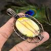 Yellow Dendritic Gemstone Copper Wire Wrap Jewelry Pendant 3.07"