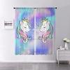 Cartoon Einhorn Tüll Vorhang für Wohnzimmer Schlafzimmer Dekor Stern Floral Regenbogen Sheer Vorhänge Zimmer Küche Fenster Behandlung