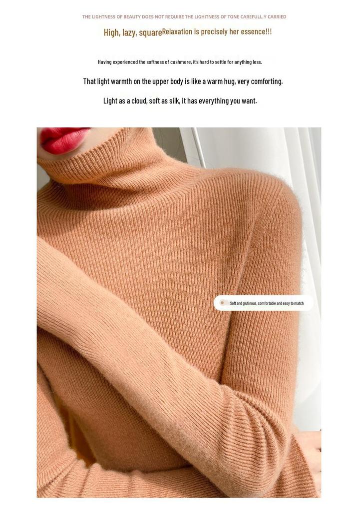Lekasha 2026 Women's All-Cashmere Striped Collar Slim-Fit Knit Pullover