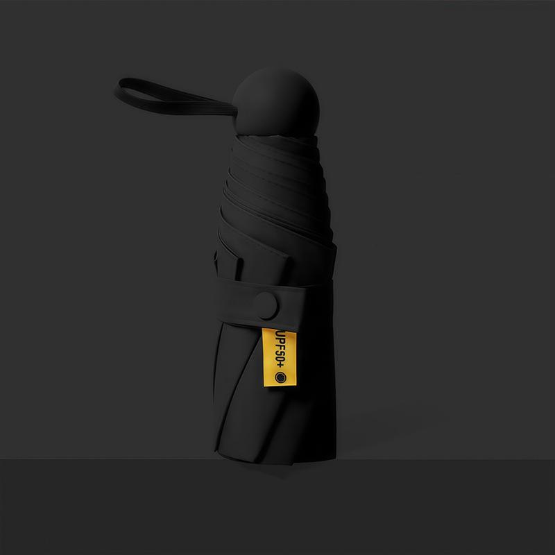 Compact Capsule Sun and Rain Umbrella: Thickened, UV-Protected, Dual-Use, Folding Black Glue Design