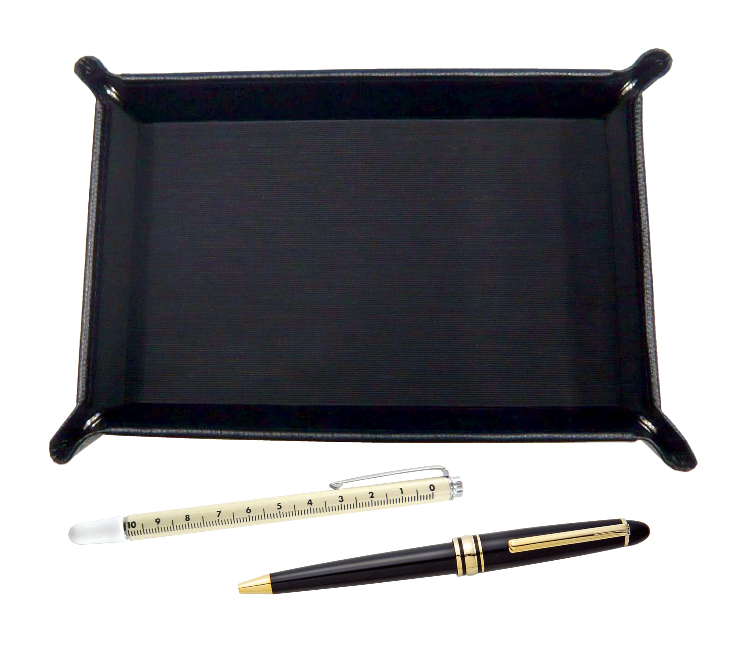 

Японский лоток для ручек из зернистой коровьей кожи черного цвета со сдвижной измерительной линейкой и металлическим кольцом-колпачком, сдвижной ретро-набор ручек TRASB-708W-8838B