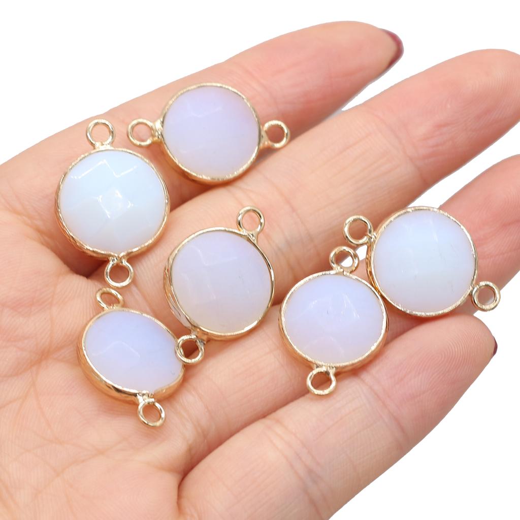 5 Stück Naturstein-Verbinder-Anhänger, runde Quarz-Verbinder für DIY-Armbänder, Halsketten, Ohrringe, Schmuckherstellung, Zubehör, 15 x 24 mm