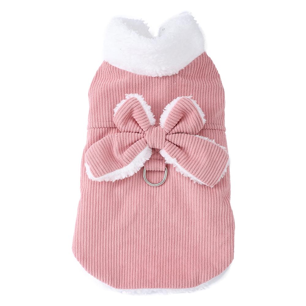 Warm Puppy Costume Cute Winter Thicken Fleece Pet Clothes With D-ring Bow For Small Dogs Cats French bulldog Chihuahua Outfits